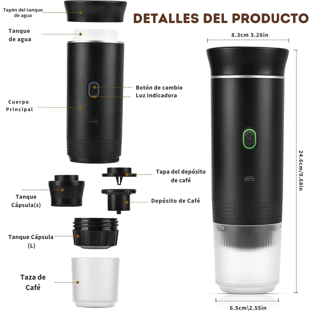 Cafetera Portátil con sistema 3 en 1