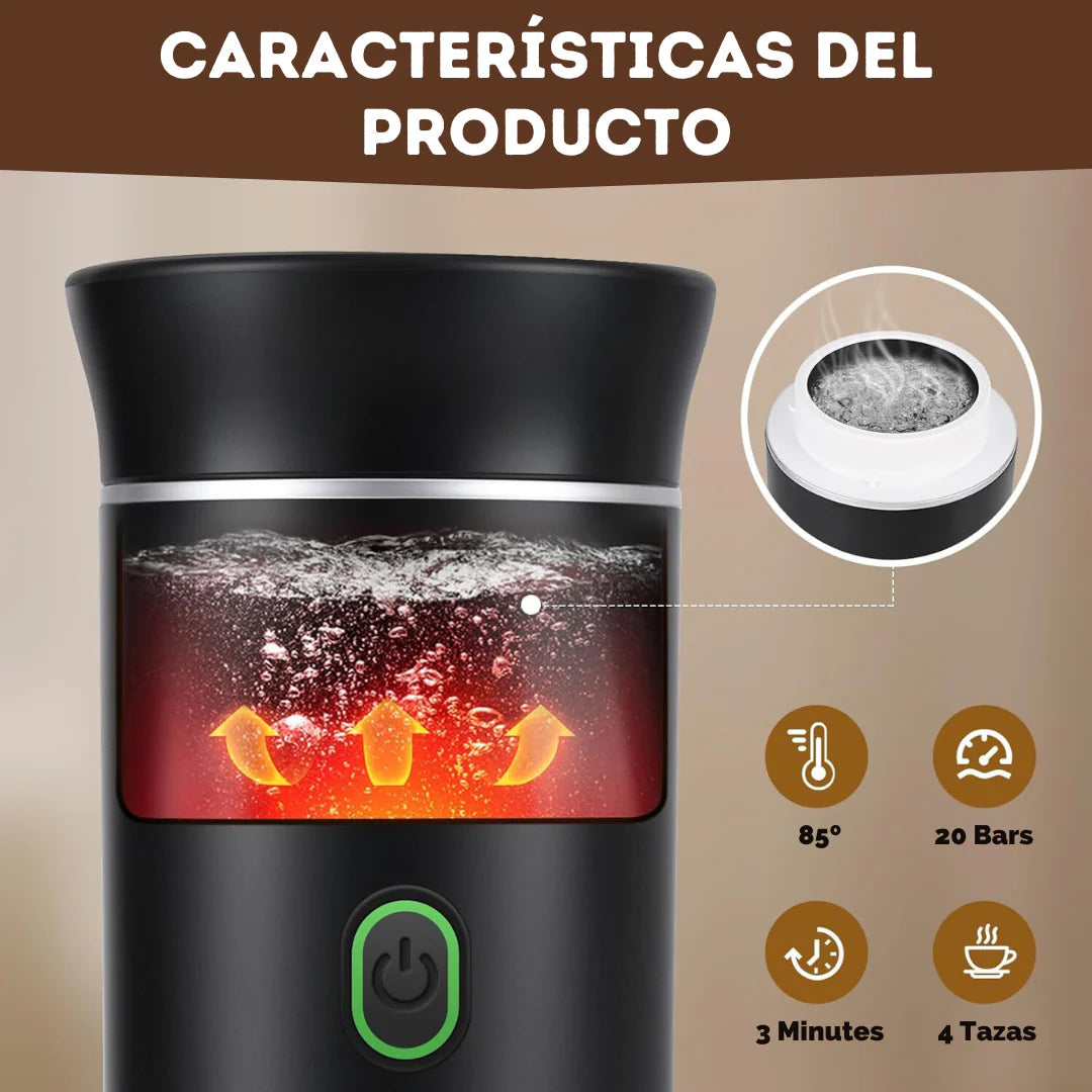 Cafetera Portátil con sistema 3 en 1