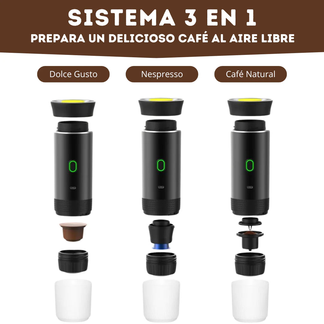 Cafetera Portátil con sistema 3 en 1