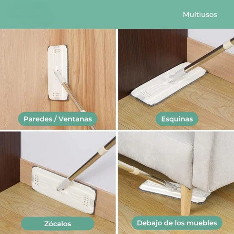 TRAPEADOR CON SISTEMA DE LAVADO Y SECADO DOBLE + 4 REPUESTOS